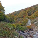 松ノ沢に沿って秋模様の中を黒湯に向かって歩く