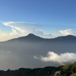 仙丈ヶ岳頂上からの雲海と傘雲